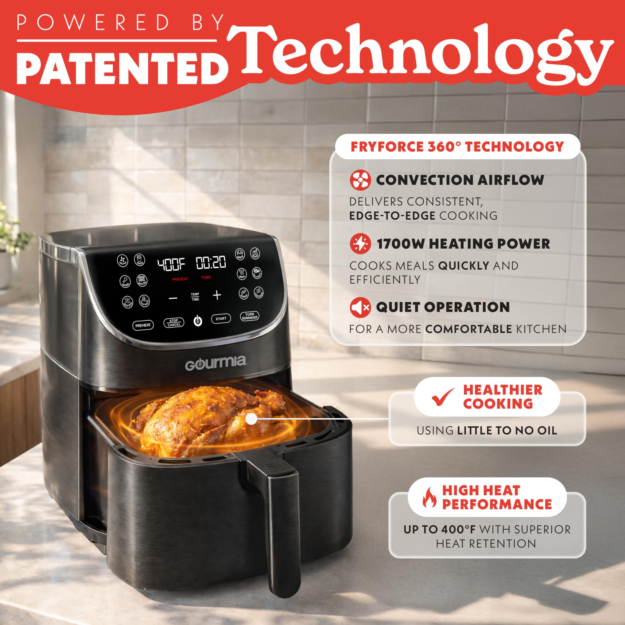 Amazon.com: Gourmia Air Fryer - 7 Qt Large Capacity with LED